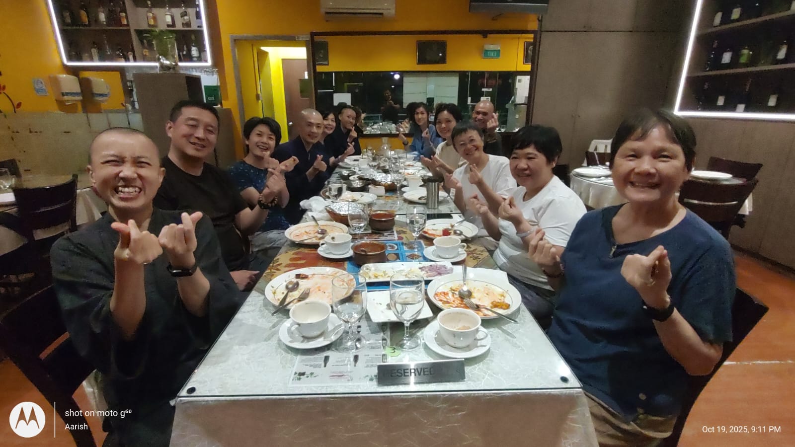 A large group celebrating together at Indian Curry House